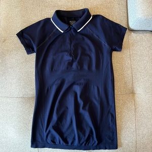 Athleta Momentum Seamless Polo for golf/tennis, Navy, size S